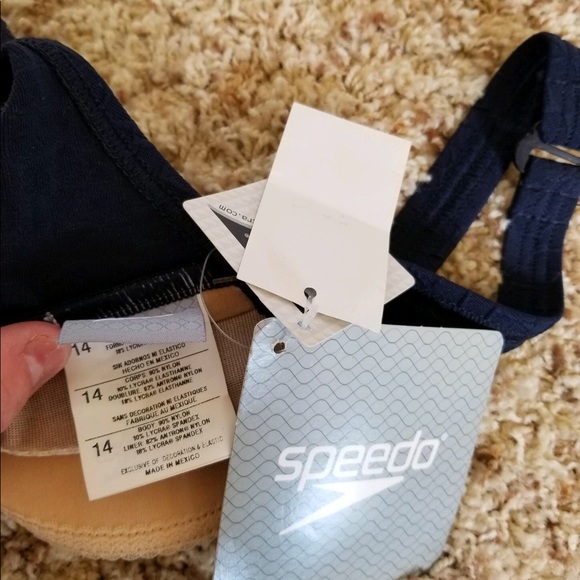 NWT Navy Speedo halter bikini size 14 - Picture 4 of 8